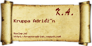 Kruppa Adrián névjegykártya