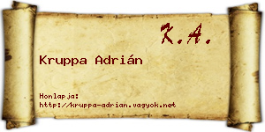 Kruppa Adrián névjegykártya